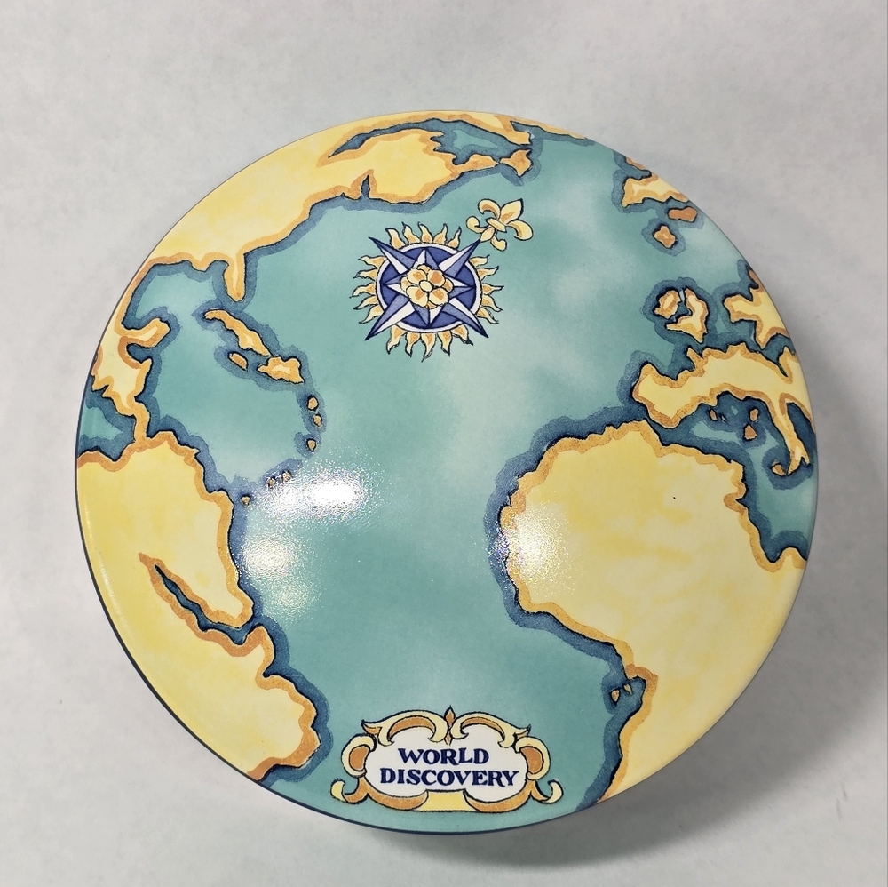 Tiffany & Co Tauck World Discovery Map Porcelain Trinket Box made in France - Picture 2 of 8